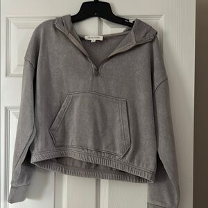 Grey Half-Zip Hoodie by Hippie Rose